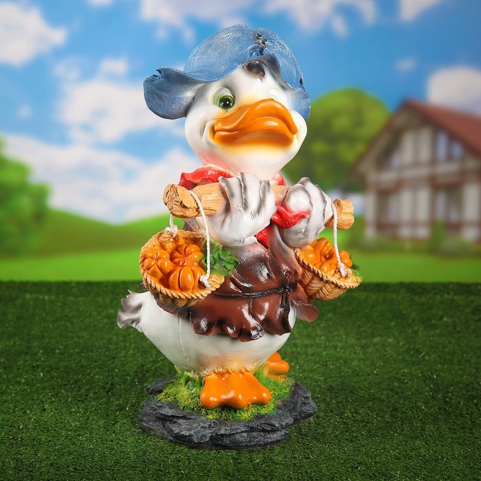 Фигура Утенок с тыквами в корзине H-56см, L-34см