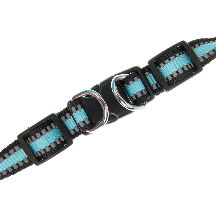 Шлейка супермягкая со светоотражающей прошивкой, обхват 48-54 см, голубая