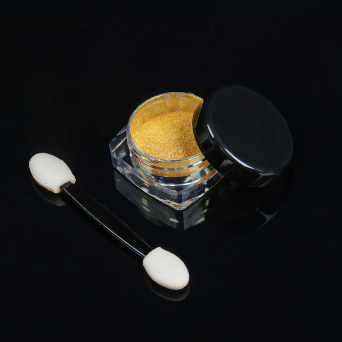 Втирка "Зеркальный блеск" для декора ногтей, 3гр, с аппликатором, цвет золотой