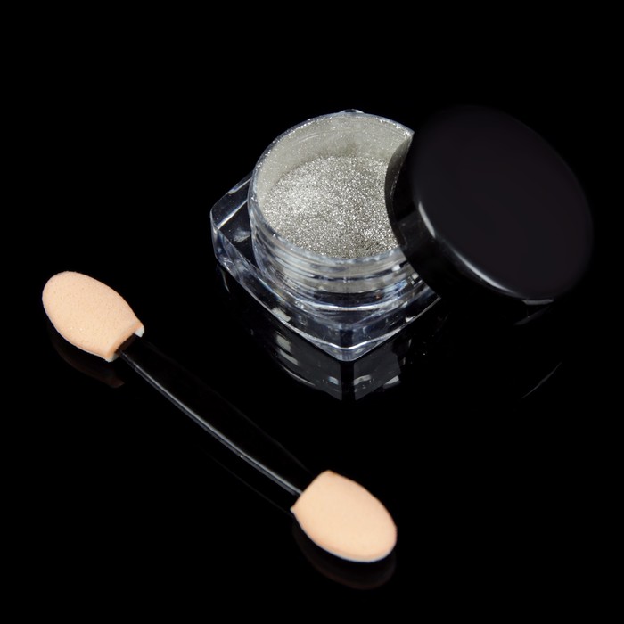 Втирка "Зеркальный блеск" для декора ногтей, 3гр, с аппликатором, цвет серебряный