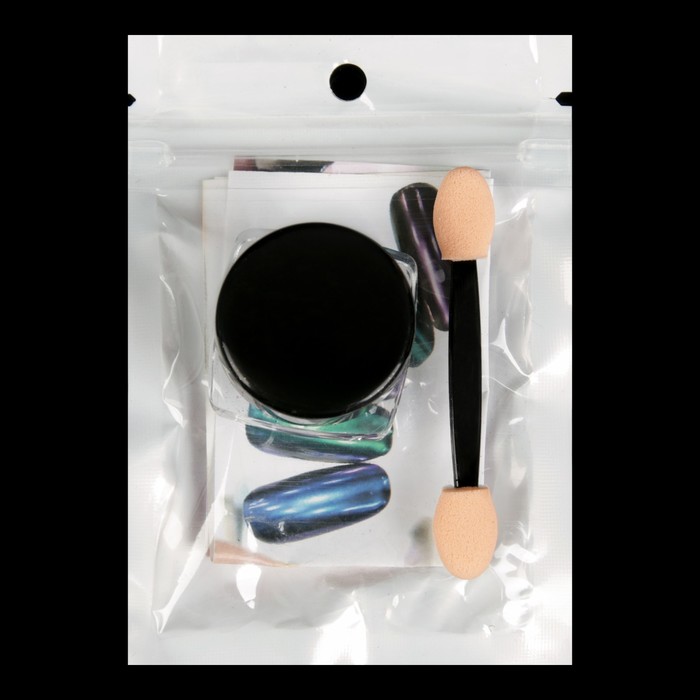 Втирка "Зеркальный блеск" для декора ногтей, 3гр, с аппликатором, цвет серебряный