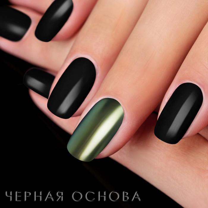 Втирка "Зеркальный блеск" для декора ногтей, 3гр, с аппликатором, цвет зелёный/золотой