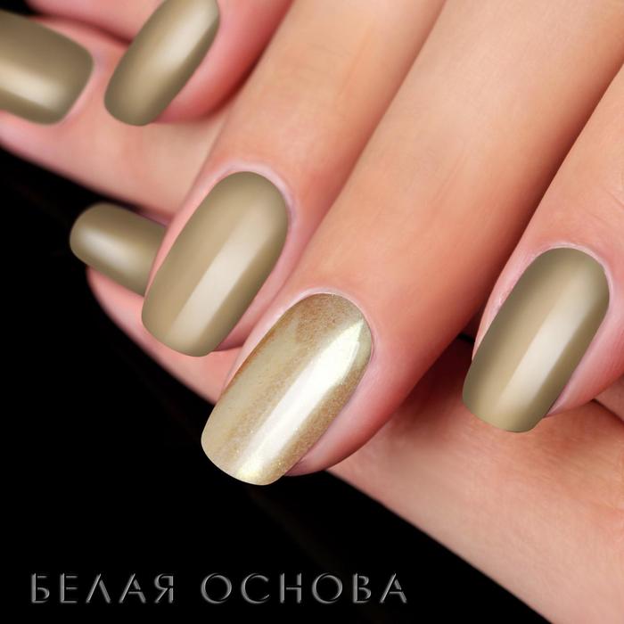 Втирка "Зеркальный блеск" для декора ногтей, 3гр, с аппликатором, цвет зелёный/золотой