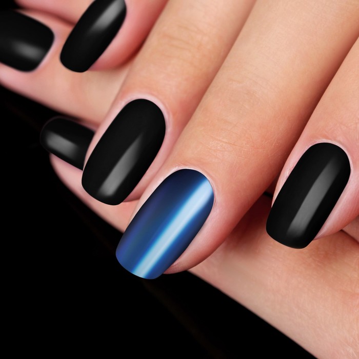 Втирка "Зеркальный блеск" для декора ногтей, 3гр, с аппликатором, цвет белый/голубой