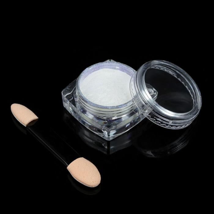 Втирка "Зеркальный блеск" для декора ногтей, 3гр, с аппликатором, цвет белый/голубой