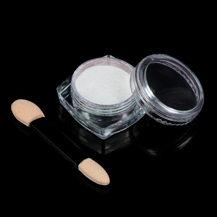 Втирка "Зеркальный блеск" для декора ногтей, 3гр, с аппликатором, цвет белый/сиреневый