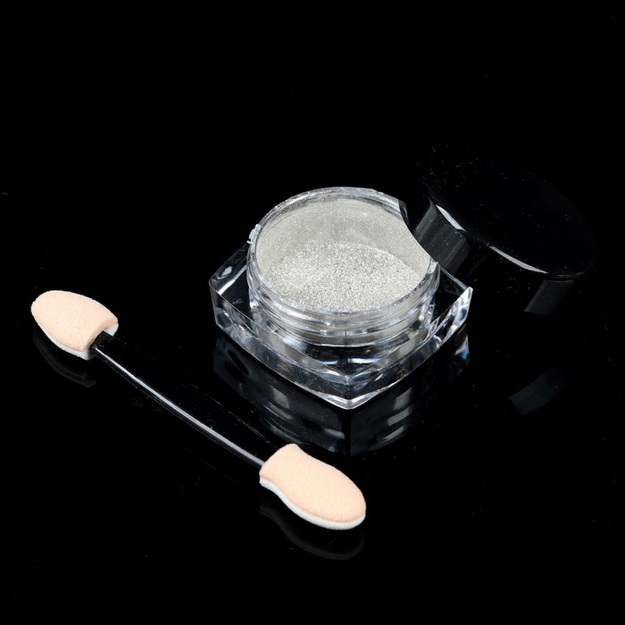 Втирка "Зеркальный блеск" для декора ногтей, 3гр, с аппликатором, цвет серебристый