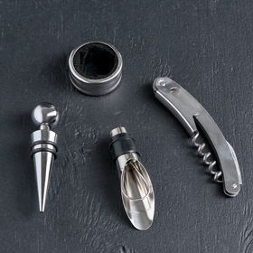 Набор для вина «Бордо», 4 предмета: кольцо, пробка, каплеуловитель, нож для срезания фольги от Сима-ленд