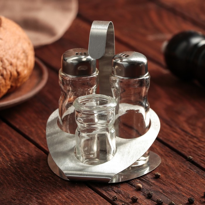 Набор для специй "Мео", 3 предмета: 30 мл, 2 шт 50 мл, на подставке