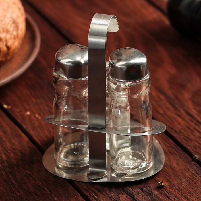 Набор для специй "Мео", 3 предмета: 30 мл, 2 шт 50 мл, на подставке