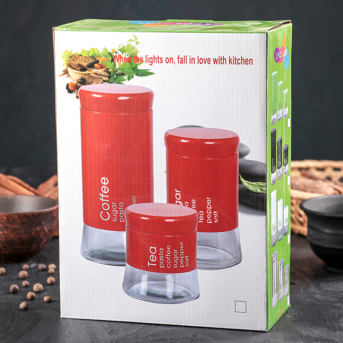 Набор емкостей для сыпучих "Трио" 3 шт: 400 мл, 600 мл, 800 мл