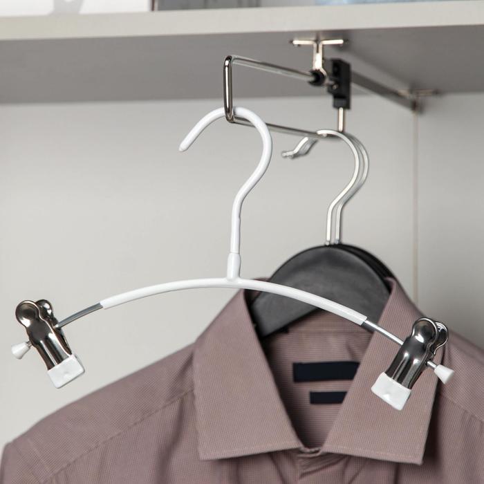 Вешалка для брюк и юбок антискользящая с зажимами 26х25 см, цвет белый
