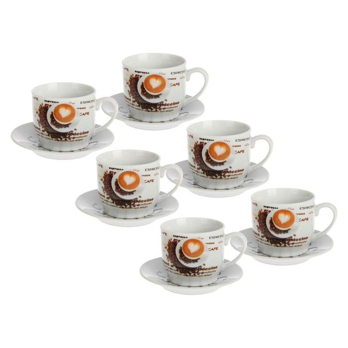 Сервиз кофейный "Для кофе", 12 предметов: 6 чашек, 6 блюдец, цвета МИКС