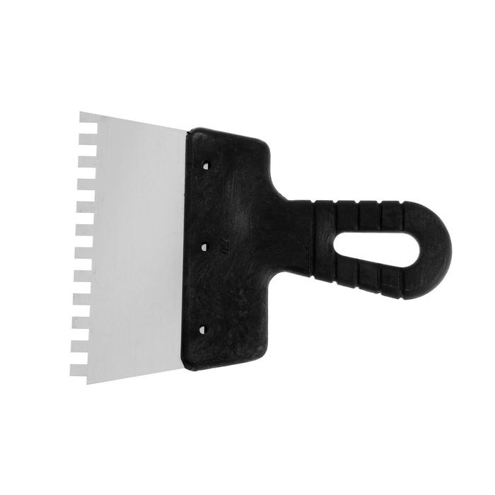 Шпатель зубчатый TUNDRA Basic, 150 мм, зуб 6х6 мм, нержавеющая сталь, ручка пластик