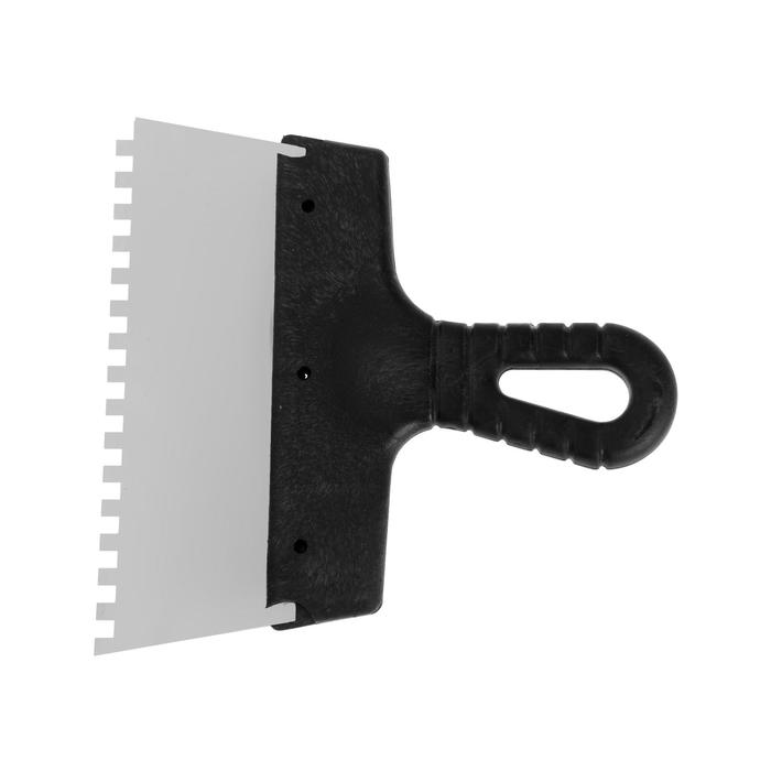 Шпатель зубчатый TUNDRA Basic, 200 мм, зуб 6х6 мм, нержавеющая сталь, ручка пластик