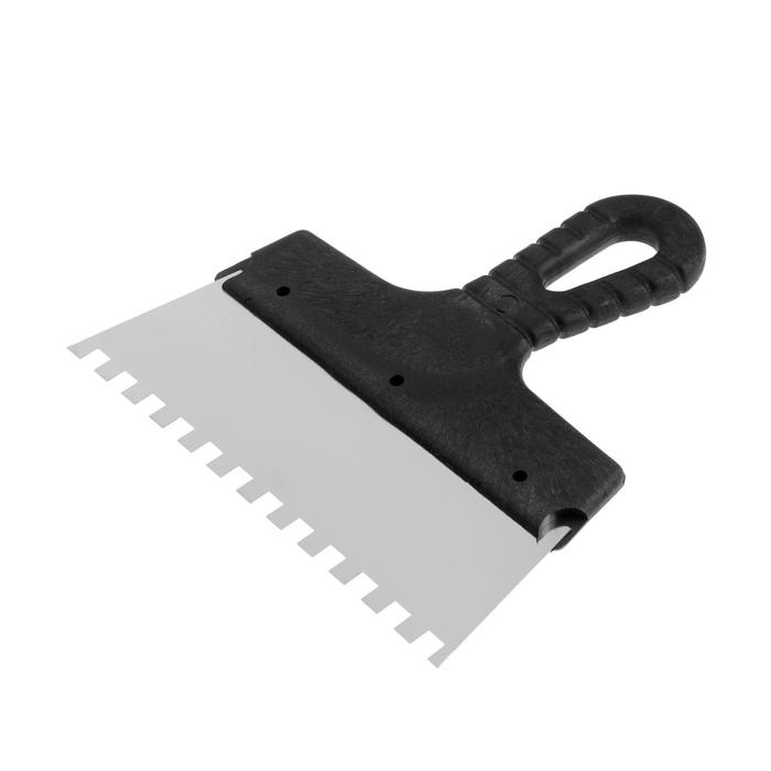 Шпатель зубчатый TUNDRA Basic, 200 мм, зуб 8х8 мм, нержавеющая сталь, ручка пластик