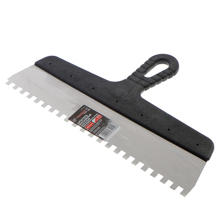 Шпатель зубчатый TUNDRA Basic, 350 мм, зуб 8х8 мм, нержавеющая сталь, ручка пластик