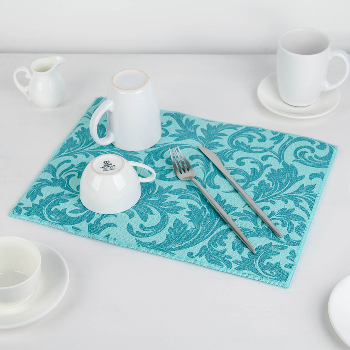 Коврик для сушки посуды 30х40 см "Флёр" , цвет голубой