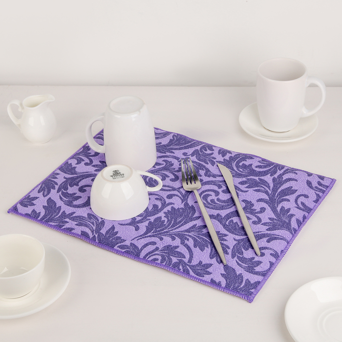 Коврик для сушки посуды 30х40 см "Флёр", цвет фиолетовый