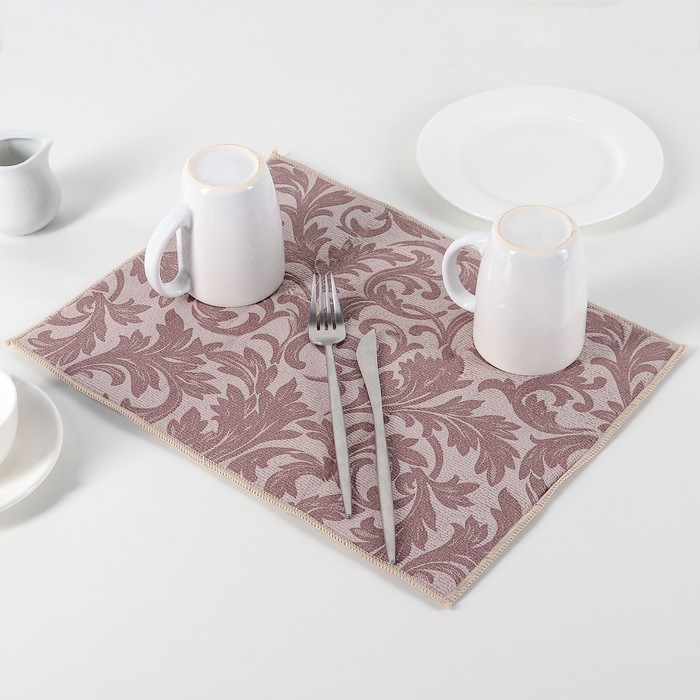 Коврик для сушки посуды 30х40 см "Флёр" , цвет кофе с молоком