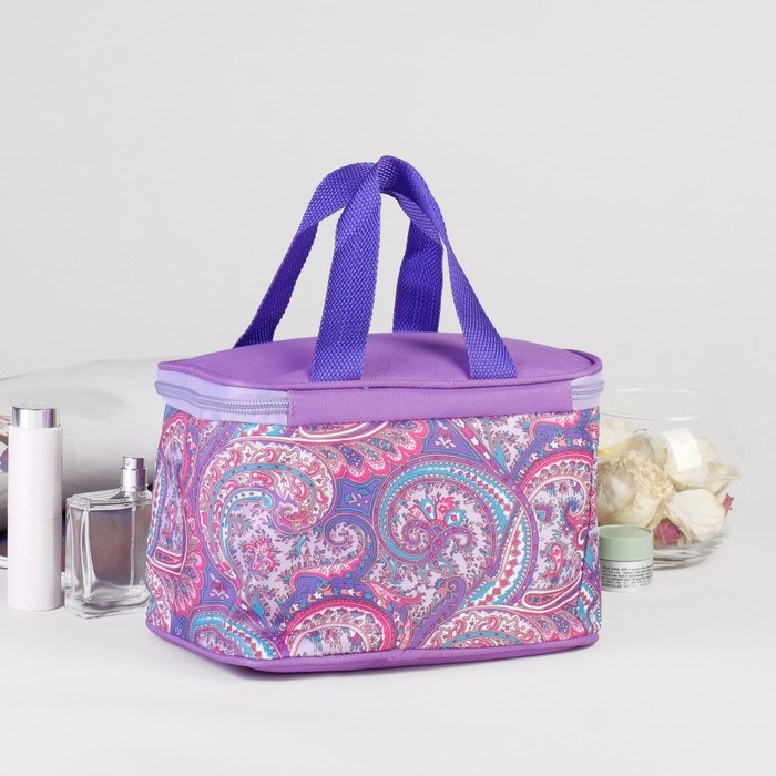 Косметичка-сумочка на молнии, 1 отдел, цвет сиреневый