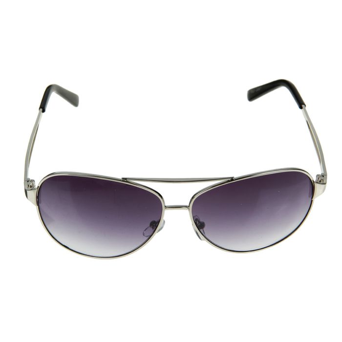 Очки солнцезащитные "Авиаторы", оправа хром, дужки хром с прорезями, линзы чёрные