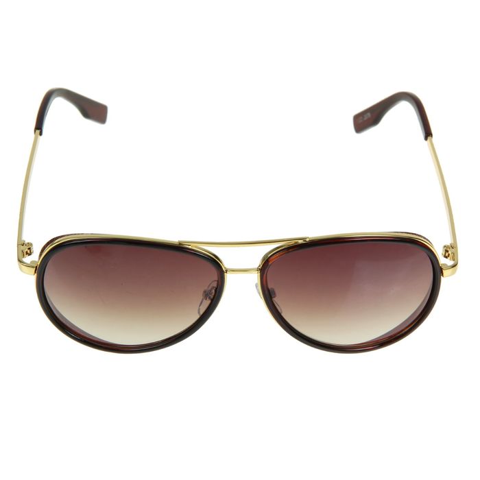 Очки солнцезащитные "Авиаторы", оправа коричневая / подзолото, дужки золотистые, линзы коричневые