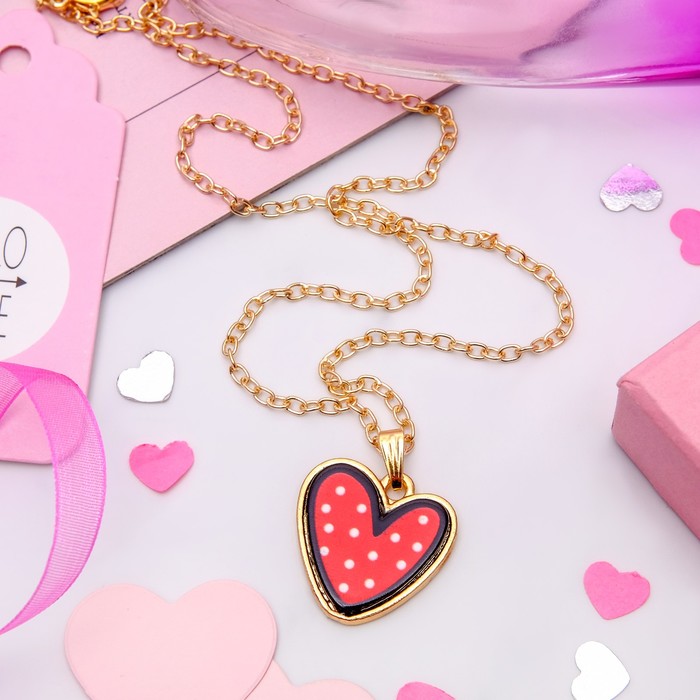 Кулон "Молодёжный" сердце, красно-чёрный в золоте