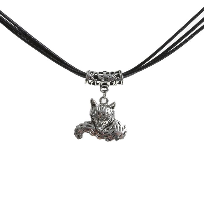 Кулон на шнурке "Кантри" лиса, цвет чернёное серебро