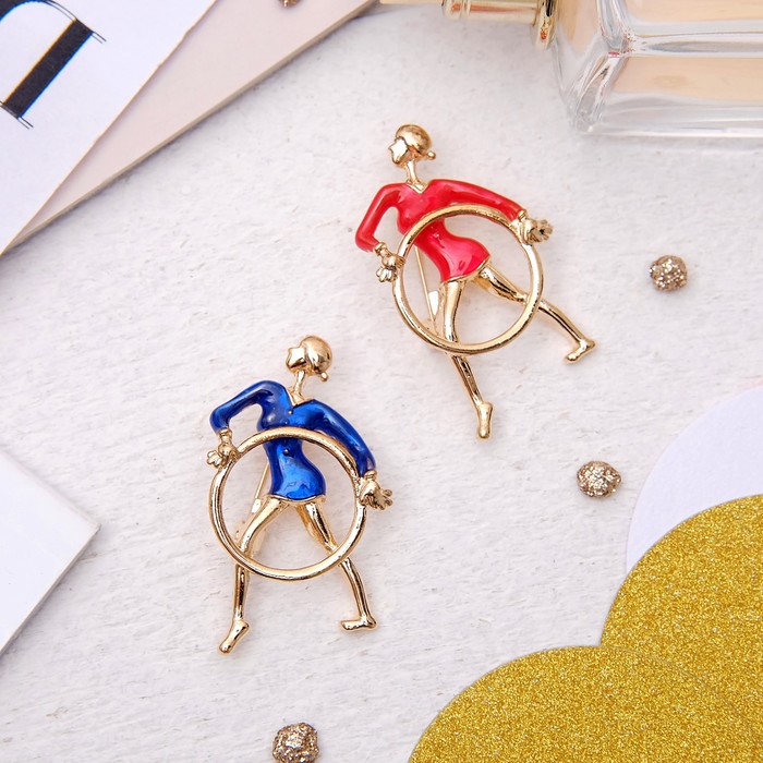 Брошь "Гимнастка" с обручем, цвет МИКС в золоте
