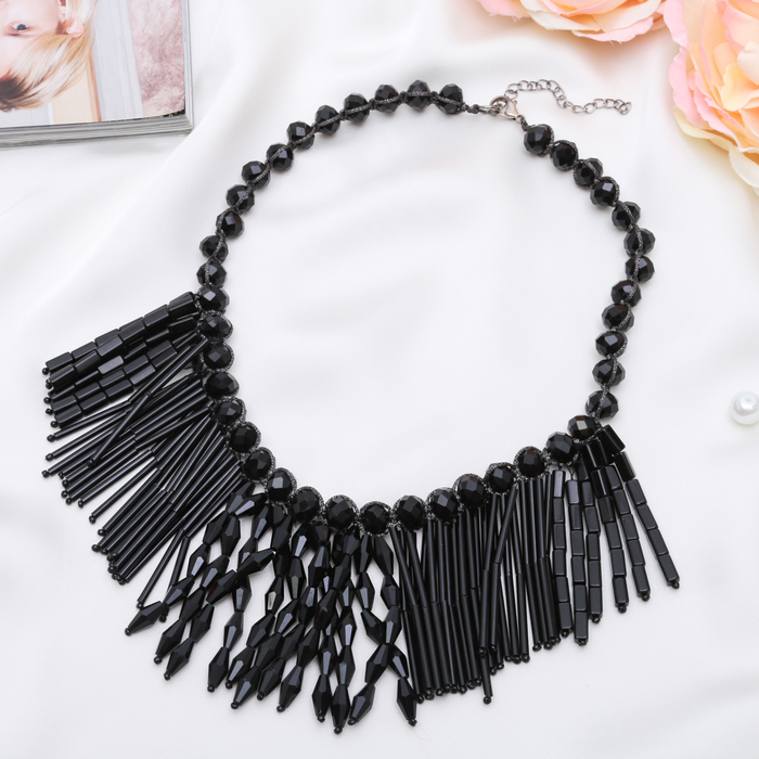 Колье "Модный образ", цвет чёрный в серебре