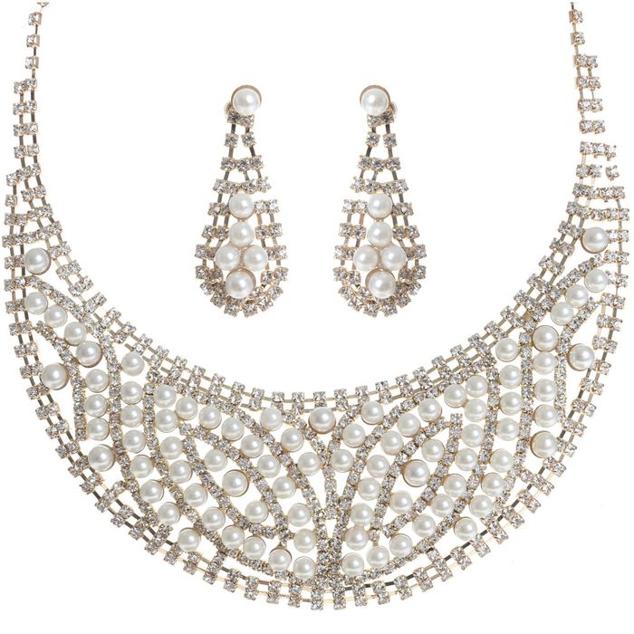 Набор 2 предмета: серьги, колье &quot;Жемчуг&quot; каскад, нежность, цвет белый в золоте