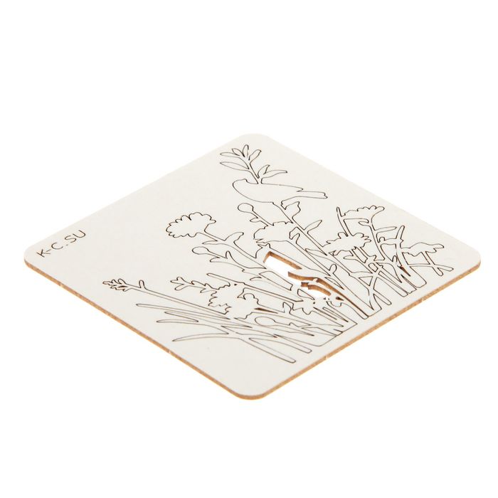 Чипборд картон "Полевые цветы с птахой" 6,9х7 см