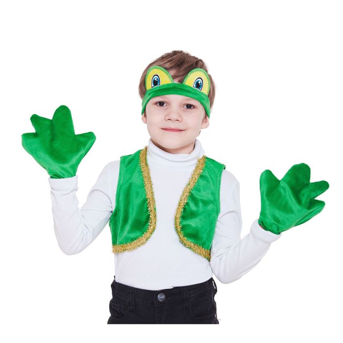 Набор "Лягушонок" шапка, жилет, лапки. Размер 32 рост 116-128