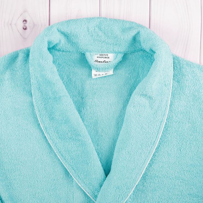 Халат женский шалька+кант, размер 50, бирюза, махра