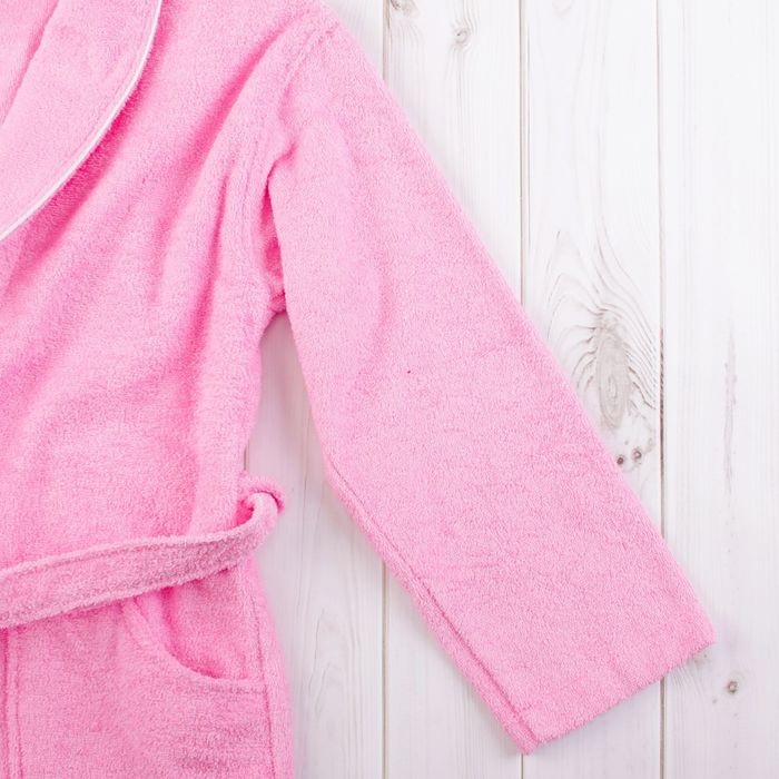Халат женский шалька+кант, размер 46, розовый, махра