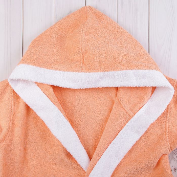 Халат женский, размер 48, белый/персиковый, махра