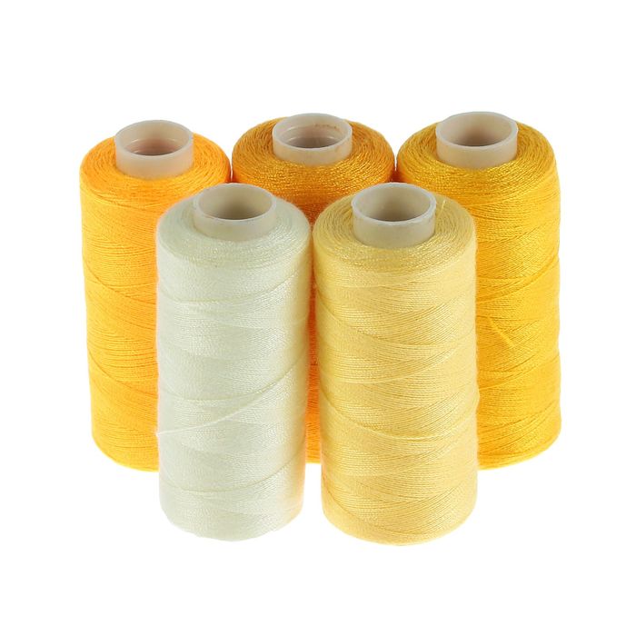 Набор ниток, 5шт, 40S/2, 300м, 100% полиэстер, оттенки жёлтого