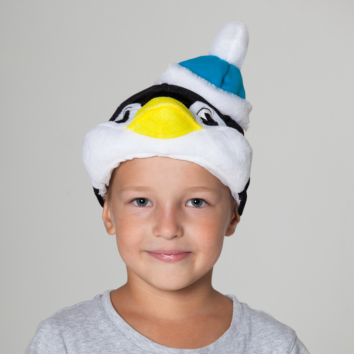 Карнавальная Шапка "«Пингвин в голубой шапочке»" обхват головы 54-58см