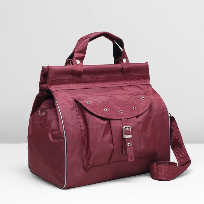 Сумка дорожная, отдел на молнии, наружный карман, цвет бордовый