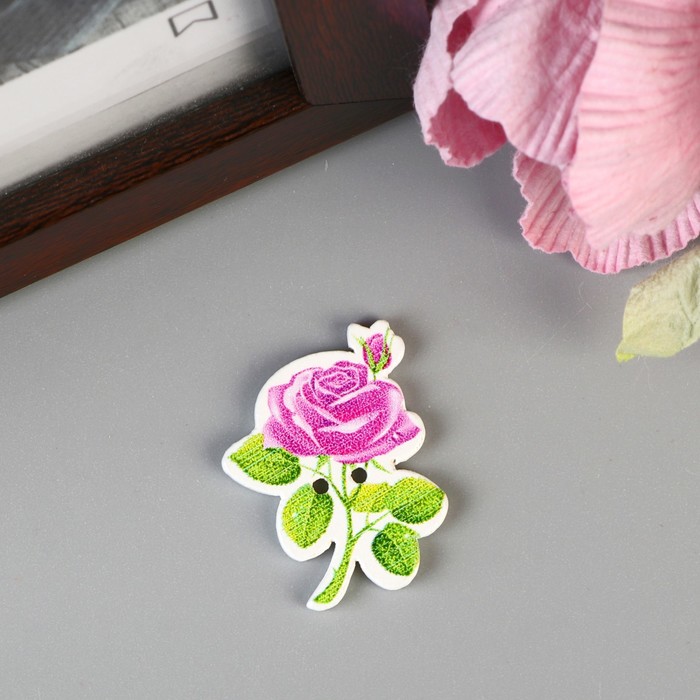 Набор пуговиц декоративных дерево "Розочка" (набор 10 шт) МИКС 3х2,3 см