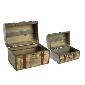 

Шкатулка дерево сундучок "Старая газета" (набор 2 шт) 17,5х26х17,5 см 12,5х20х12,5 см