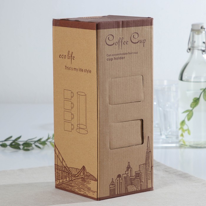 Набор кружек 240 мл My Love, 4 шт, на металличкской подставке