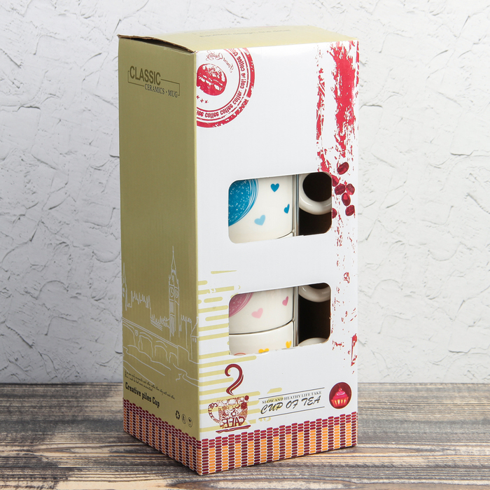 Набор кружек 240 мл My Love, 4 шт, на металличкской подставке