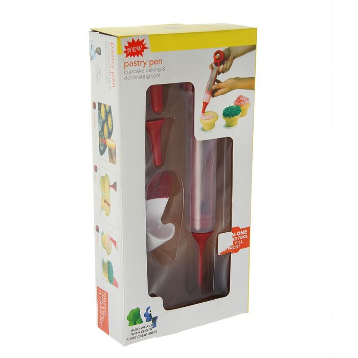 Шприц кондитерский 3 насадками 18х4,5см с и зажимом для хранения 2,5 см