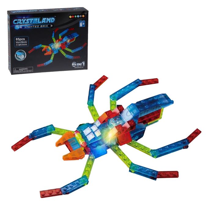 Светящийся конструктор Crystaland «Паук», 6 в 1, 98 деталей