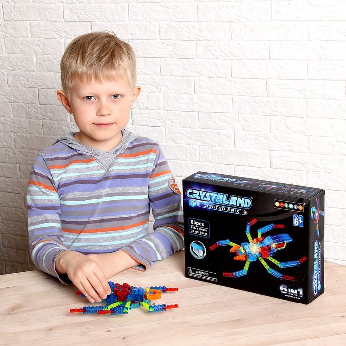 Светящийся конструктор Crystaland «Паук», 6 в 1, 98 деталей