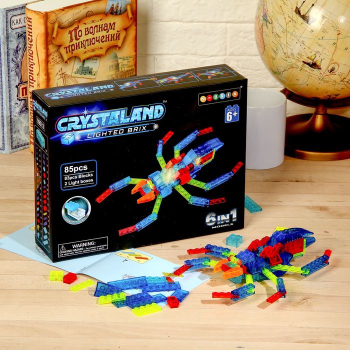 Светящийся конструктор Crystaland «Паук», 6 в 1, 98 деталей