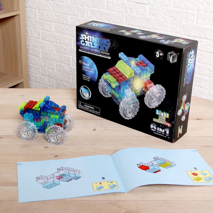 Светящийся конструктор «Внедорожник», 6 в 1, 76 деталей