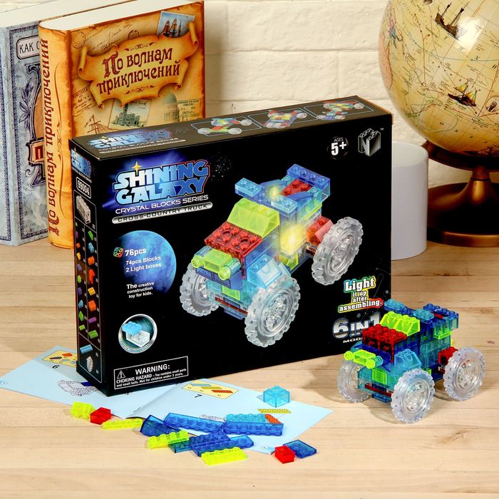 Светящийся конструктор «Внедорожник», 6 в 1, 76 деталей